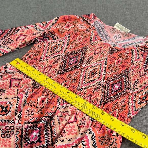 Bobbie Brooks Babydoll Top Pink Tan Orange White Black Small 3/4th Bell Sleeves - Picture 9 of 12